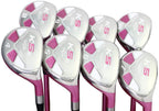 Majek Pink Senior Ladies Golf Hybrids Irons Set Senior Women Best All True Hybrid Ultra Light Weight Forgiving Fuchsia Woman Complete PackaIncludes 4 5 6 7 8 9 PW SW All Lady Flex Utility Clubs