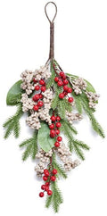GANFANREN Upside Down Christmas Tree Door Wall Hanging Ornament Red Berries Decoration Christmas Decoration