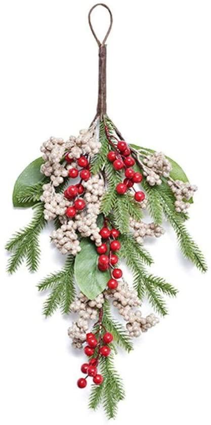 GANFANREN Upside Down Christmas Tree Door Wall Hanging Ornament Red Berries Decoration Christmas Decoration