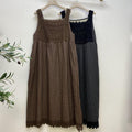 Hollow Dots Sleeveless Cotton Linen Midi Dress