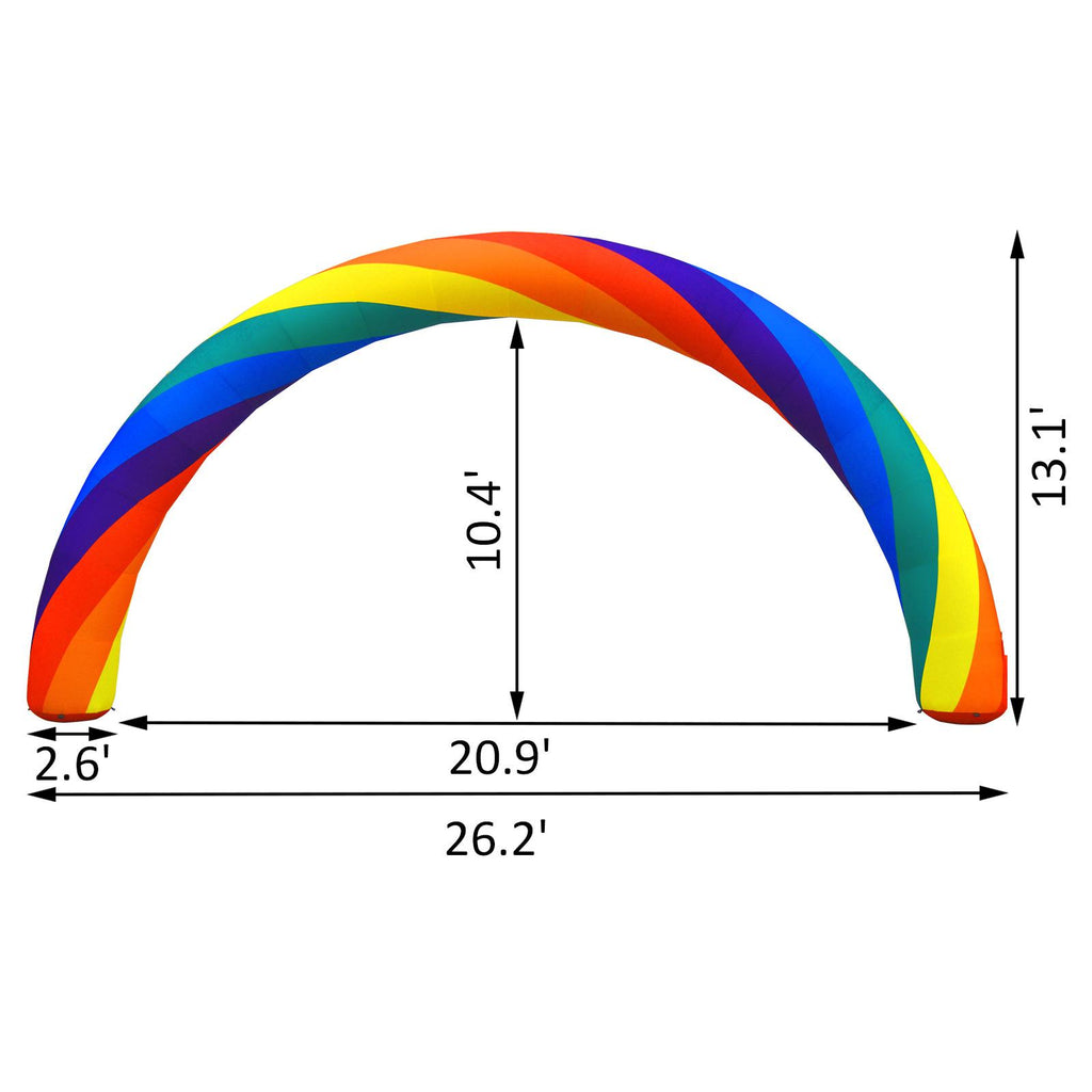 VEVOR Inflatable Rainbow Arch 26ft x 10ft with 110W Blower for Advertising Party Celebration Garden