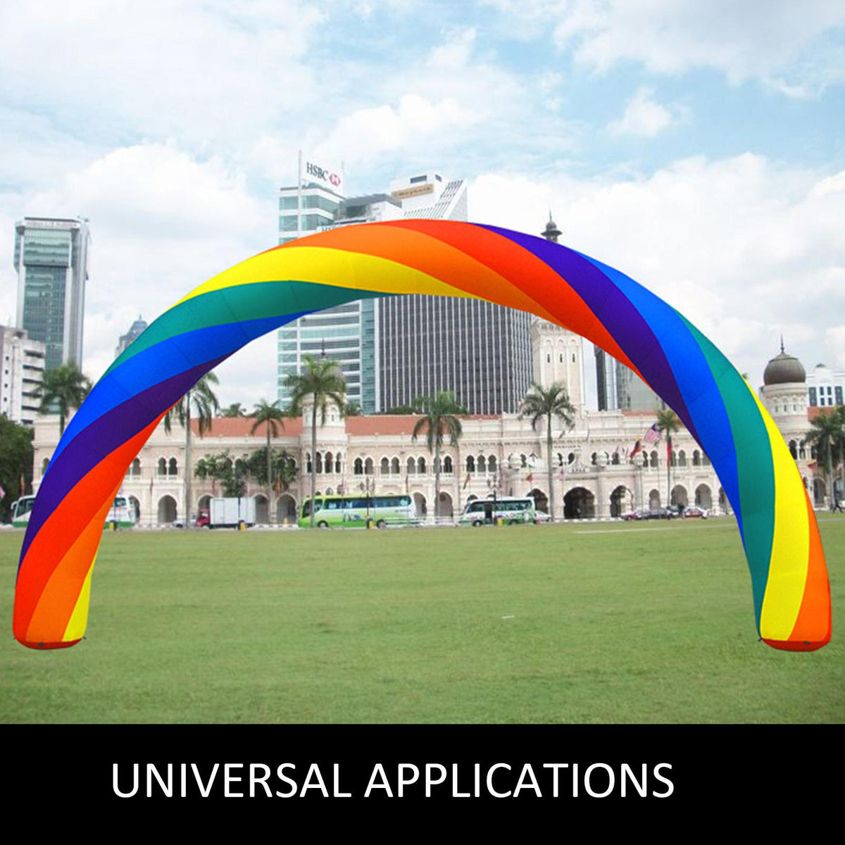 VEVOR Inflatable Rainbow Arch 26ft x 10ft with 110W Blower for Advertising Party Celebration Garden