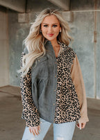 corduroy mix block button top