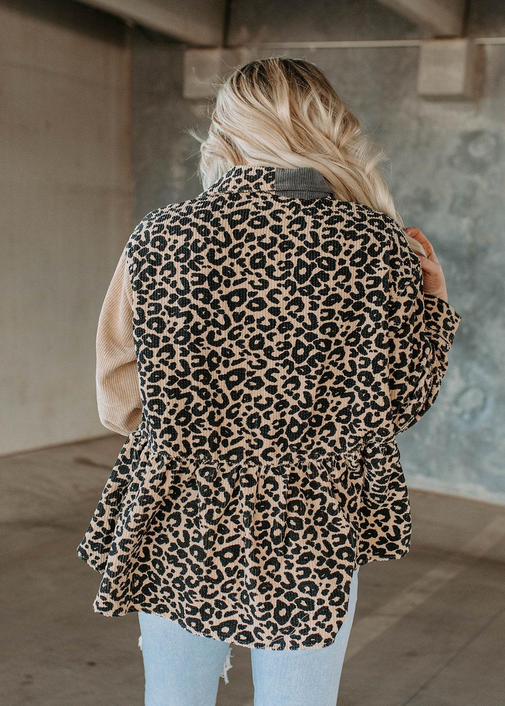 corduroy mix block button top