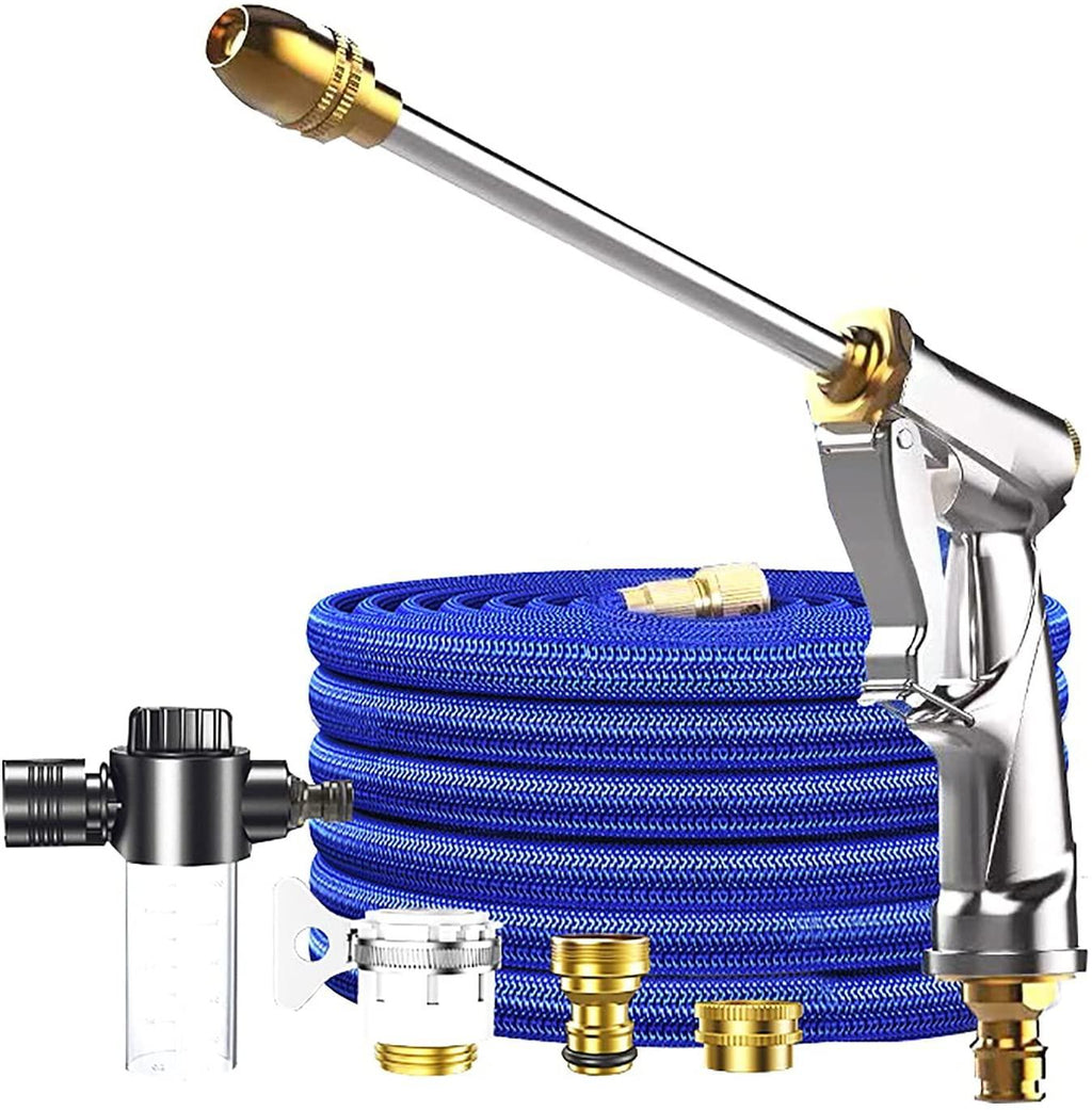 Garden Hoses Garden Hose, Expandable Water Hose with High Pressure Shower Nozzle and Watering Can, Solid Brass Fittings, Leakproof (Color : Without Watering can, Size : 7.5m)