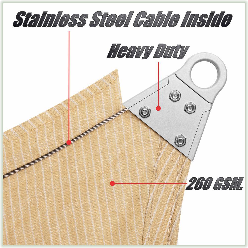 20 ft. x 20 ft. 260 GSM Reinforced (Super Ring) BeiSquare Sun Shade Sail