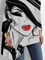 Ladies character abstract art print T-shirt