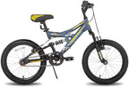 JOYSTAR Contender 18 &amp; 20 Inch Kids Mountain Bike for Boys &amp; Girls Featuring Small Steel Full Dual-Suspension Frame and 1-Speed Drivetrain with Kickstand Included Blue Black