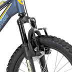JOYSTAR Contender 18 &amp; 20 Inch Kids Mountain Bike for Boys &amp; Girls Featuring Small Steel Full Dual-Suspension Frame and 1-Speed Drivetrain with Kickstand Included Blue Black