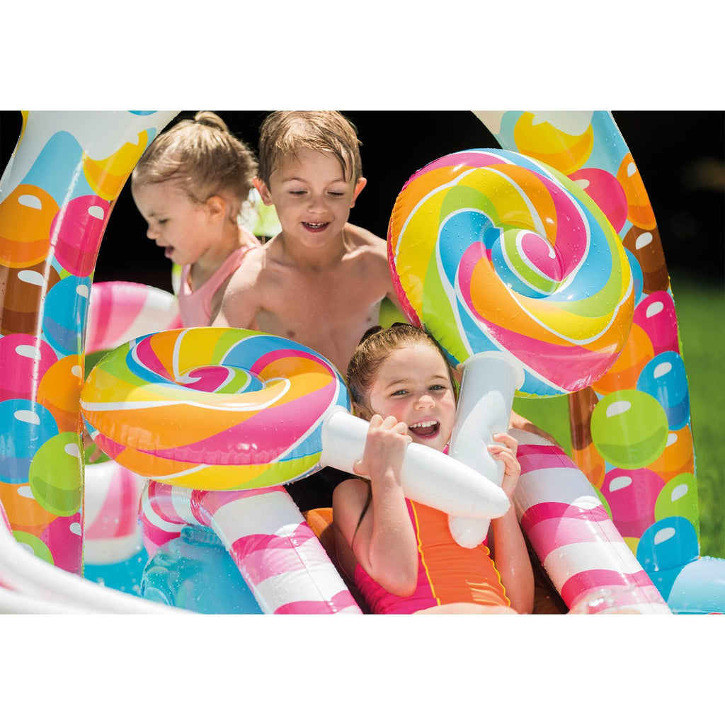 Kids Inflatable Candy 9.7ft x 6.25ft x 51in Pool with Waterslide (2 Pack)