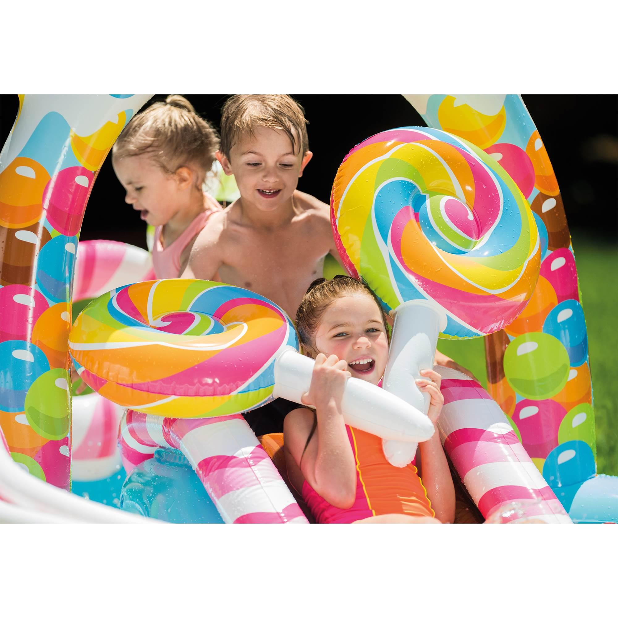 Kids Inflatable Candy 9.7ft x 6.25ft x 51in Pool with Waterslide (2 Pack)