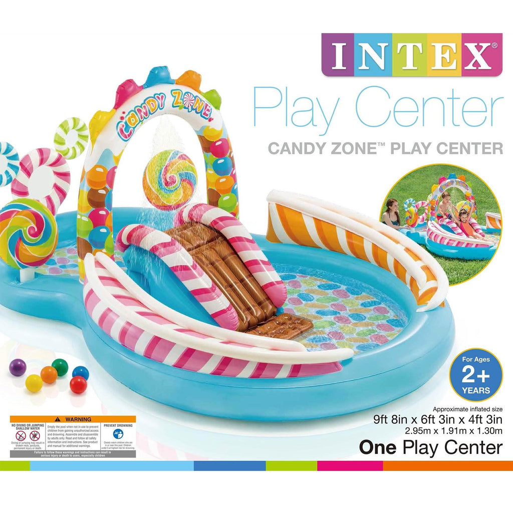 Kids Inflatable Candy 9.7ft x 6.25ft x 51in Pool with Waterslide (2 Pack)