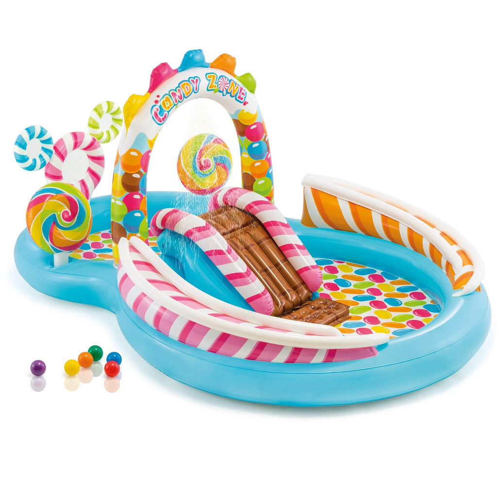 Kids Inflatable Candy 9.7ft x 6.25ft x 51in Pool with Waterslide (2 Pack)