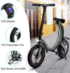 Gyroor Electric Bike for Adults, 450W eBike with 18.6MPH up to 20 Mileage, Folding Electric Bike 14in Air-Filled Tires, Disc and Electronic Brake, 3 Speed Modes
