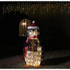 36 in. Tall White, Black and Red Cotton Penguin LED Yard Light