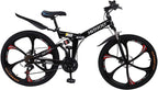 Full Suspension Mountain Bike,26 Inch 21 Speed Folding Bicycle Dual Disc Brakes,Anti-Slip Bicycle for Man/Woman/Teen