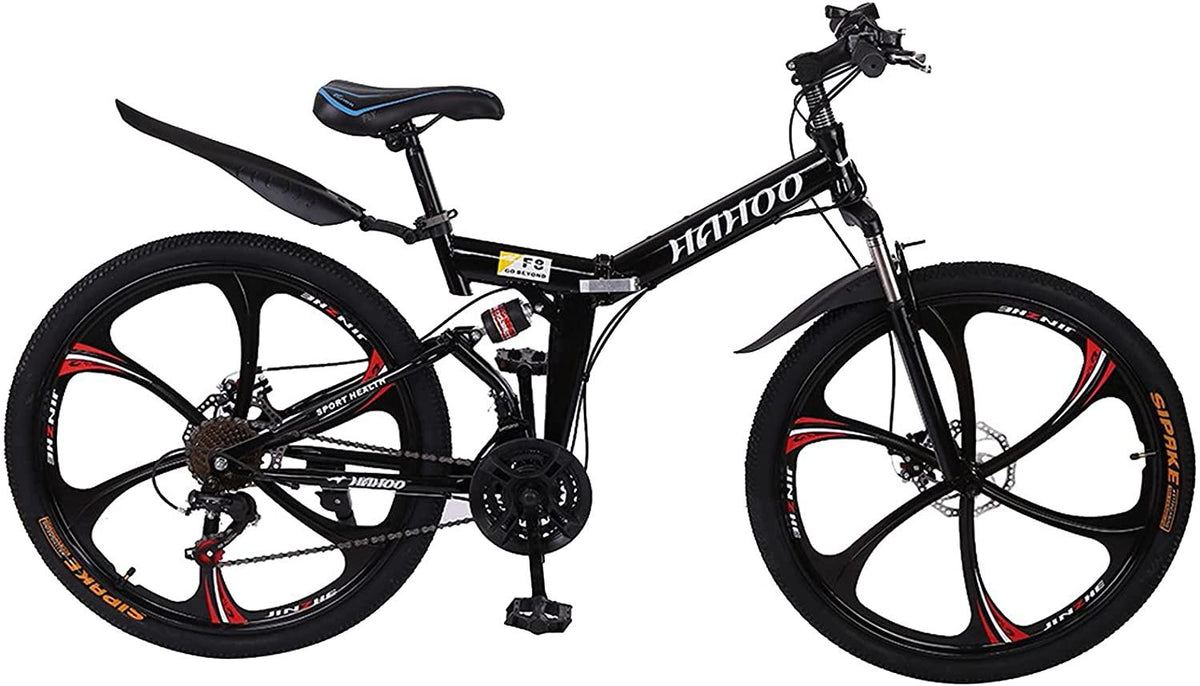 Full Suspension Mountain Bike,26 Inch 21 Speed Folding Bicycle Dual Disc Brakes,Anti-Slip Bicycle for Man/Woman/Teen