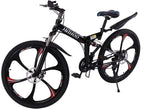 Full Suspension Mountain Bike,26 Inch 21 Speed Folding Bicycle Dual Disc Brakes,Anti-Slip Bicycle for Man/Woman/Teen