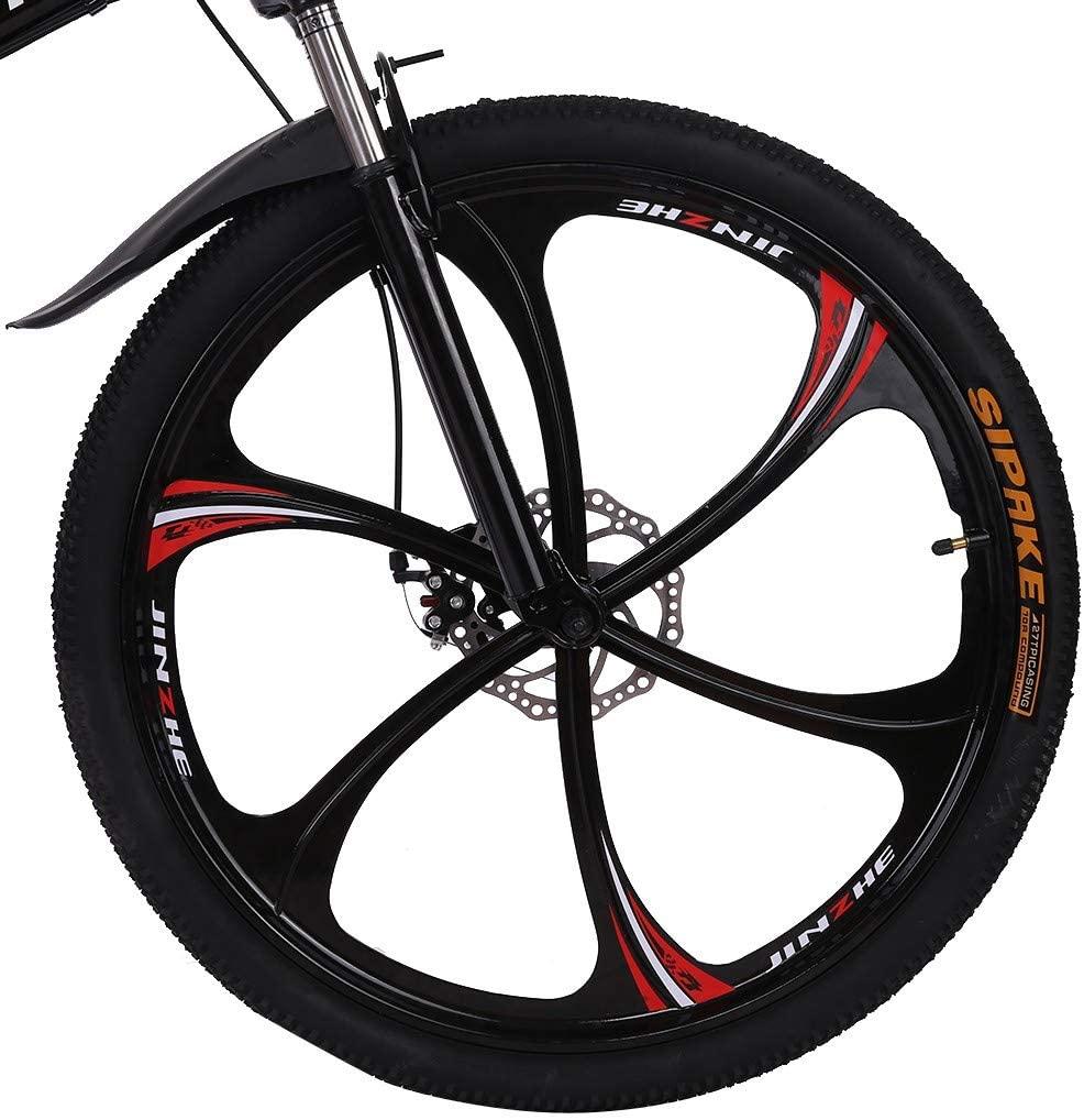 Full Suspension Mountain Bike,26 Inch 21 Speed Folding Bicycle Dual Disc Brakes,Anti-Slip Bicycle for Man/Woman/Teen