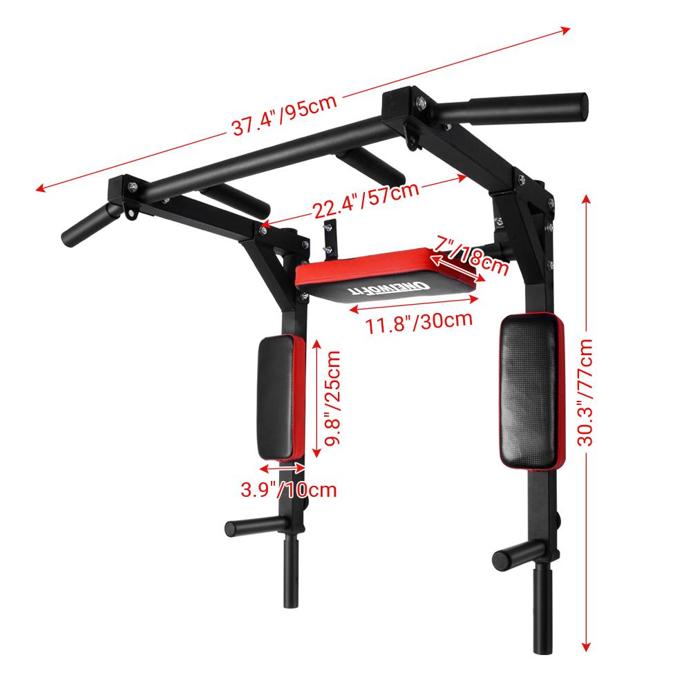 OneTwoFit Multifunctional Wall Mounted Pull Up Bar/Chin Up bar, Power Tower Set Training Equipment Fitness Dip Stand OT126