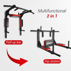 OneTwoFit Multifunctional Wall Mounted Pull Up Bar/Chin Up bar, Power Tower Set Training Equipment Fitness Dip Stand OT126