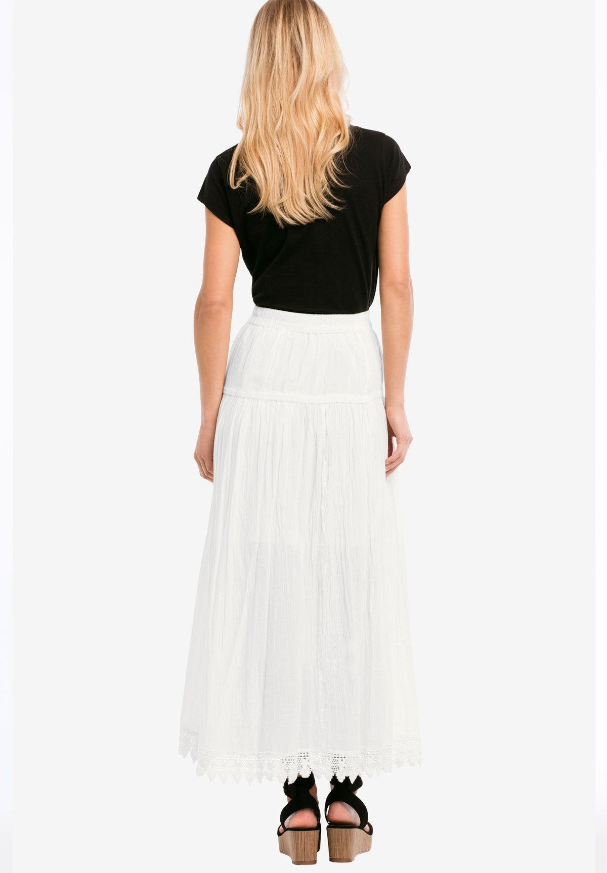 lace trim long skirt