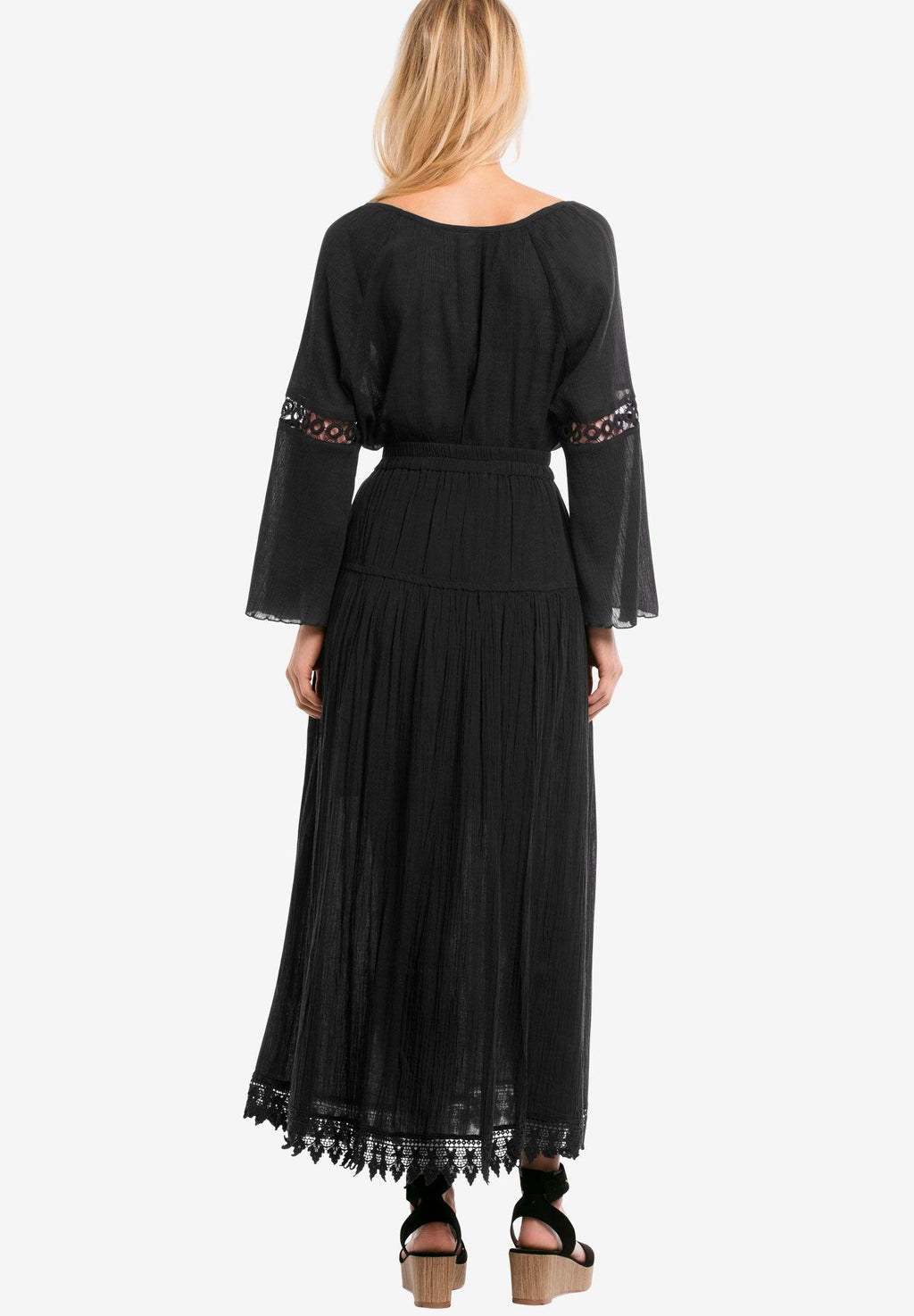 lace trim long skirt
