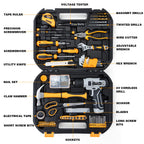Upgraded 180 Piece Tool Set, Tool Kit with 8V Cordless Drill Set, General Household Hand Drill Kit for Men and Women, Plastic StoraToolbox for DIYers, Home Maintenance and Everyday Repairs(Orange)