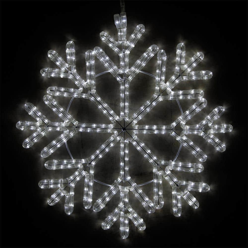 24 in. 380-Light LED Cool White 40 Point Hanging Snowflake Decor